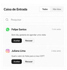 Caixa de entrada compartilhada da plataforma FyZap